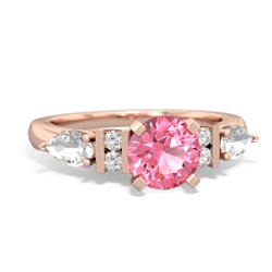 Lab Pink Sapphire 6Mm Round Eternal Embrace Engagement 14K Rose Gold ring R2005