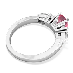 Lab Pink Sapphire 6Mm Round Eternal Embrace Engagement 14K White Gold ring R2005