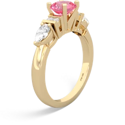 Lab Pink Sapphire 6Mm Round Eternal Embrace Engagement 14K Yellow Gold ring R2005