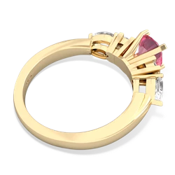 Lab Pink Sapphire 6Mm Round Eternal Embrace Engagement 14K Yellow Gold ring R2005