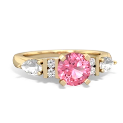 Lab Pink Sapphire 6Mm Round Eternal Embrace Engagement 14K Yellow Gold ring R2005