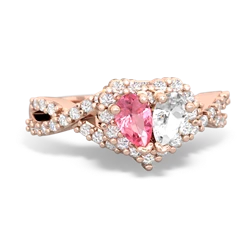 Lab Pink Sapphire Diamond Twist 'One Heart' 14K Rose Gold ring R2640HRT