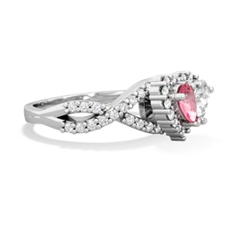 Lab Pink Sapphire Diamond Twist 'One Heart' 14K White Gold ring R2640HRT