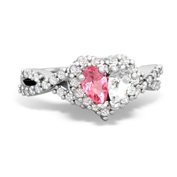 Lab Pink Sapphire Diamond Twist 'One Heart' 14K White Gold ring R2640HRT