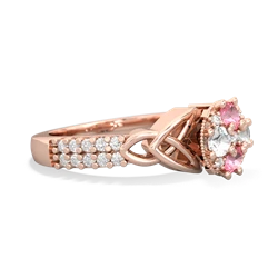 Lab Pink Sapphire Celtic Knot Cluster Engagement 14K Rose Gold ring R26443RD