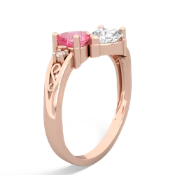 Lab Pink Sapphire Snuggling Hearts 14K Rose Gold ring R2178