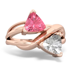 Lab Pink Sapphire Split Band Swirl 14K Rose Gold ring R2341