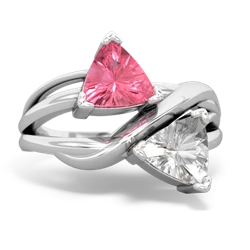 Lab Pink Sapphire Split Band Swirl 14K White Gold ring R2341