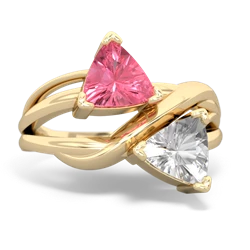 Lab Pink Sapphire Split Band Swirl 14K Yellow Gold ring R2341