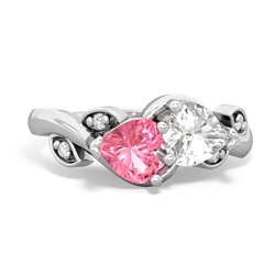 Lab Pink Sapphire Floral Elegance 14K White Gold ring R5790