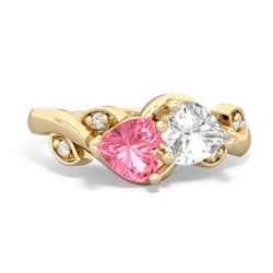 Lab Pink Sapphire Floral Elegance 14K Yellow Gold ring R5790