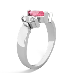 Lab Pink Sapphire Three Peeks 14K White Gold ring R2433