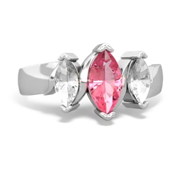 Lab Pink Sapphire Three Peeks 14K White Gold ring R2433