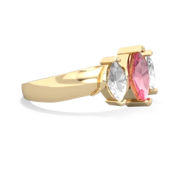 Lab Pink Sapphire Three Peeks 14K Yellow Gold ring R2433