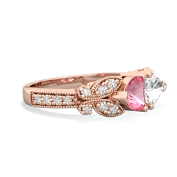 Lab Pink Sapphire Diamond Butterflies 14K Rose Gold ring R5601