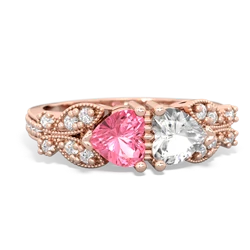 Lab Pink Sapphire Diamond Butterflies 14K Rose Gold ring R5601