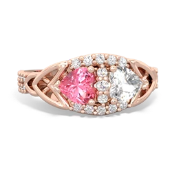 Lab Pink Sapphire Sparkling Celtic Knot 14K Rose Gold ring R2645