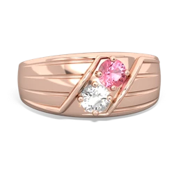 Lab Pink Sapphire Men's Streamline 14K Rose Gold ring R0460
