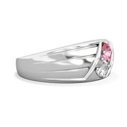 Lab Pink Sapphire Men's Streamline 14K White Gold ring R0460