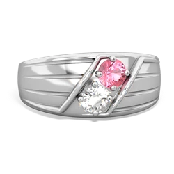 Lab Pink Sapphire Men's Streamline 14K White Gold ring R0460