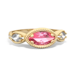 Lab Pink Sapphire Milgrain Marquise 14K Yellow Gold ring R5700