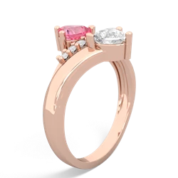 Lab Pink Sapphire Heart To Heart 14K Rose Gold ring R2064