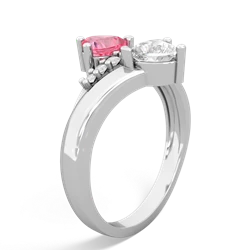 Lab Pink Sapphire Heart To Heart 14K White Gold ring R2064