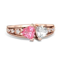 Lab Pink Sapphire Heart To Heart 14K Rose Gold ring R3342