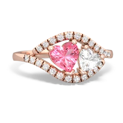 Lab Pink Sapphire Mother And Child 14K Rose Gold ring R3010