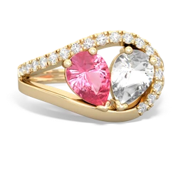 Lab Pink Sapphire Nestled Heart Keepsake 14K Yellow Gold ring R5650