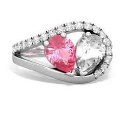 Lab Pink Sapphire Nestled Heart Keepsake 14K White Gold ring R5650