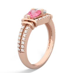 Lab Pink Sapphire Art-Deco Keepsake 14K Rose Gold ring R5630