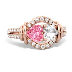 Lab Pink Sapphire Art-Deco Keepsake 14K Rose Gold ring R5630