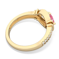 Lab Pink Sapphire Art-Deco Keepsake 14K Yellow Gold ring R5630