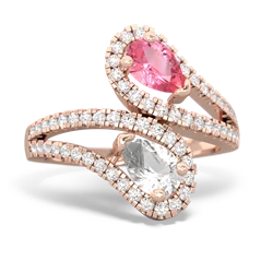 Lab Pink Sapphire Diamond Dazzler 14K Rose Gold ring R3000