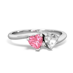 Lab Pink Sapphire Sweethearts 14K White Gold ring R5260