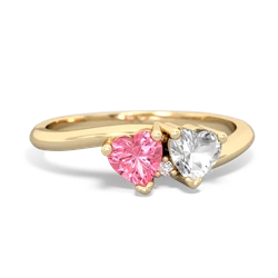 Lab Pink Sapphire Sweethearts 14K Yellow Gold ring R5260