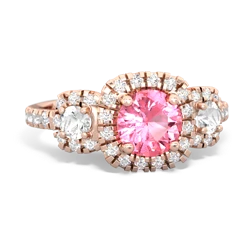 Lab Pink Sapphire Regal Halo 14K Rose Gold ring R5350