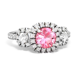 Lab Pink Sapphire Regal Halo 14K White Gold ring R5350