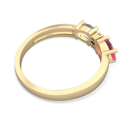 Lab Pink Sapphire Pear Bowtie 14K Yellow Gold ring R0865