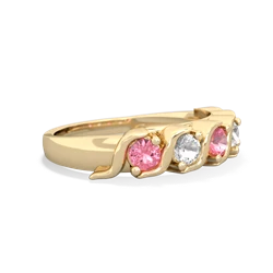 Lab Pink Sapphire Anniversary Band 14K Yellow Gold ring R2089