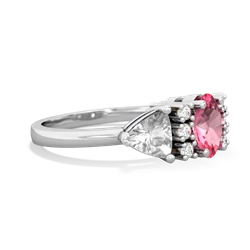 Lab Pink Sapphire Antique Style Three Stone 14K White Gold ring R2186