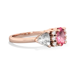 Lab Pink Sapphire Antique Style Three Stone 14K Rose Gold ring R2186