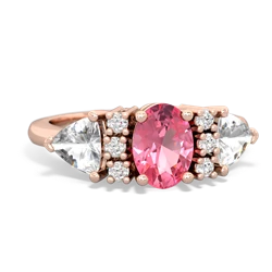 Lab Pink Sapphire Antique Style Three Stone 14K Rose Gold ring R2186