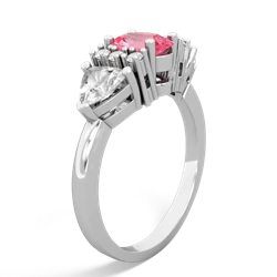 Lab Pink Sapphire Antique Style Three Stone 14K White Gold ring R2186