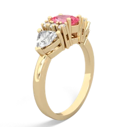 Lab Pink Sapphire Antique Style Three Stone 14K Yellow Gold ring R2186