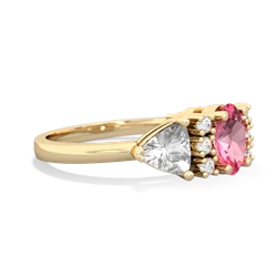 Lab Pink Sapphire Antique Style Three Stone 14K Yellow Gold ring R2186