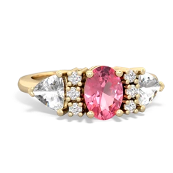 Lab Pink Sapphire Antique Style Three Stone 14K Yellow Gold ring R2186