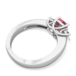 Lab Pink Sapphire Three Stone Trellis 14K White Gold ring R4015