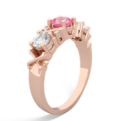 Lab Pink Sapphire Hugs And Kisses 14K Rose Gold ring R5016